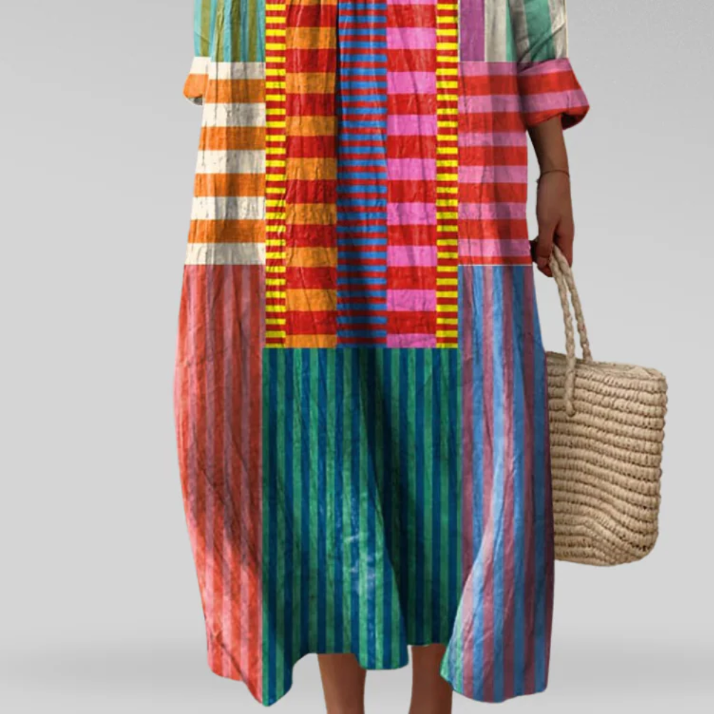 Zira™ | Stylowa Patchworkowa Sukienka Midi