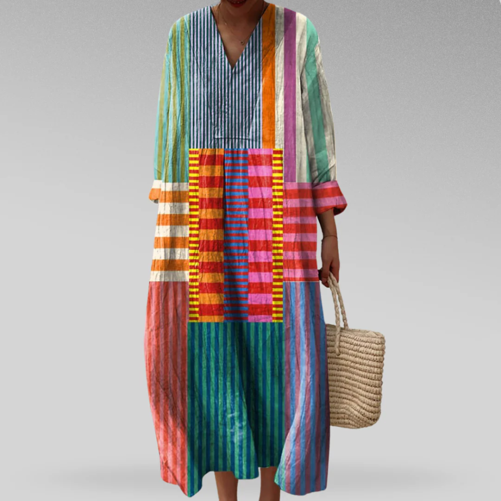 Zira™ | Stylowa Patchworkowa Sukienka Midi