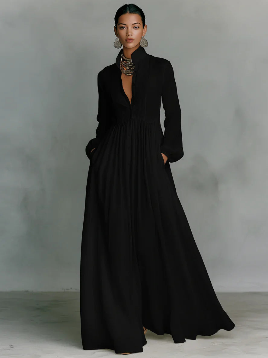 Lena™ | Stylowa Sukienka Maxi Z Guzikami