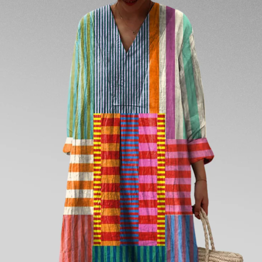 Zira™ | Stylowa Patchworkowa Sukienka Midi