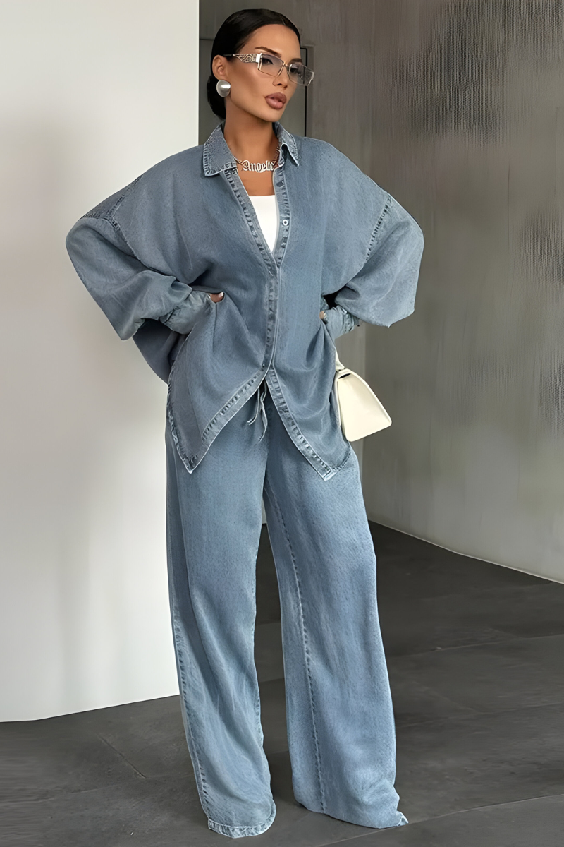 Noelle™ | Nowoczesny zestaw lounge z szerokimi spodniami