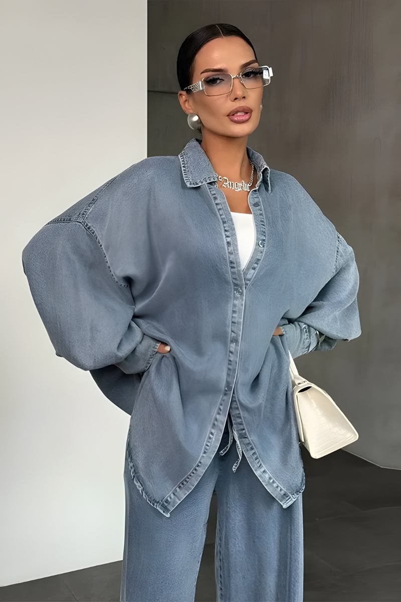 Noelle™ | Nowoczesny zestaw lounge z szerokimi spodniami