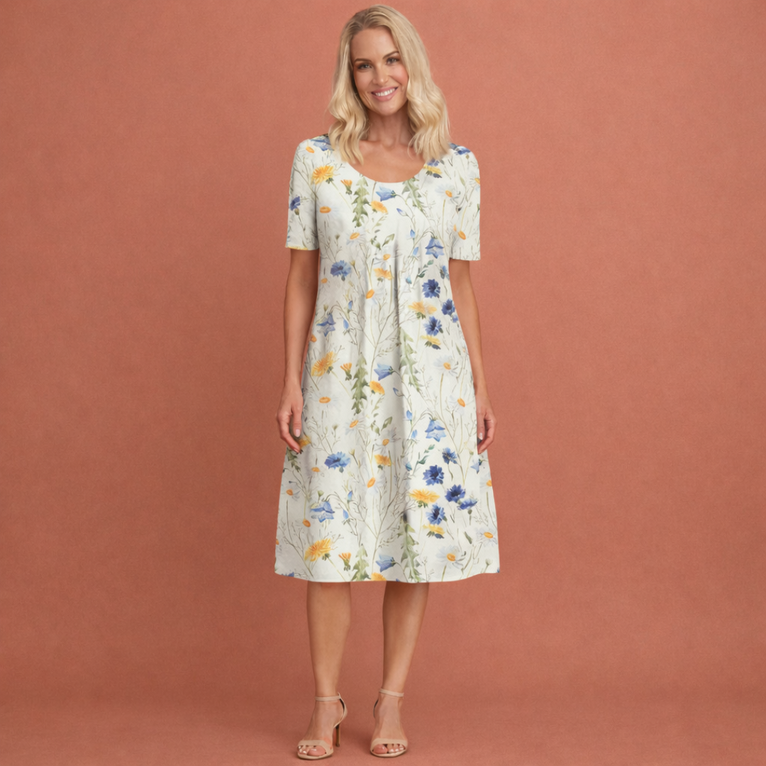 Lara™ | Elegancka Sukienka Midi W Kwiaty