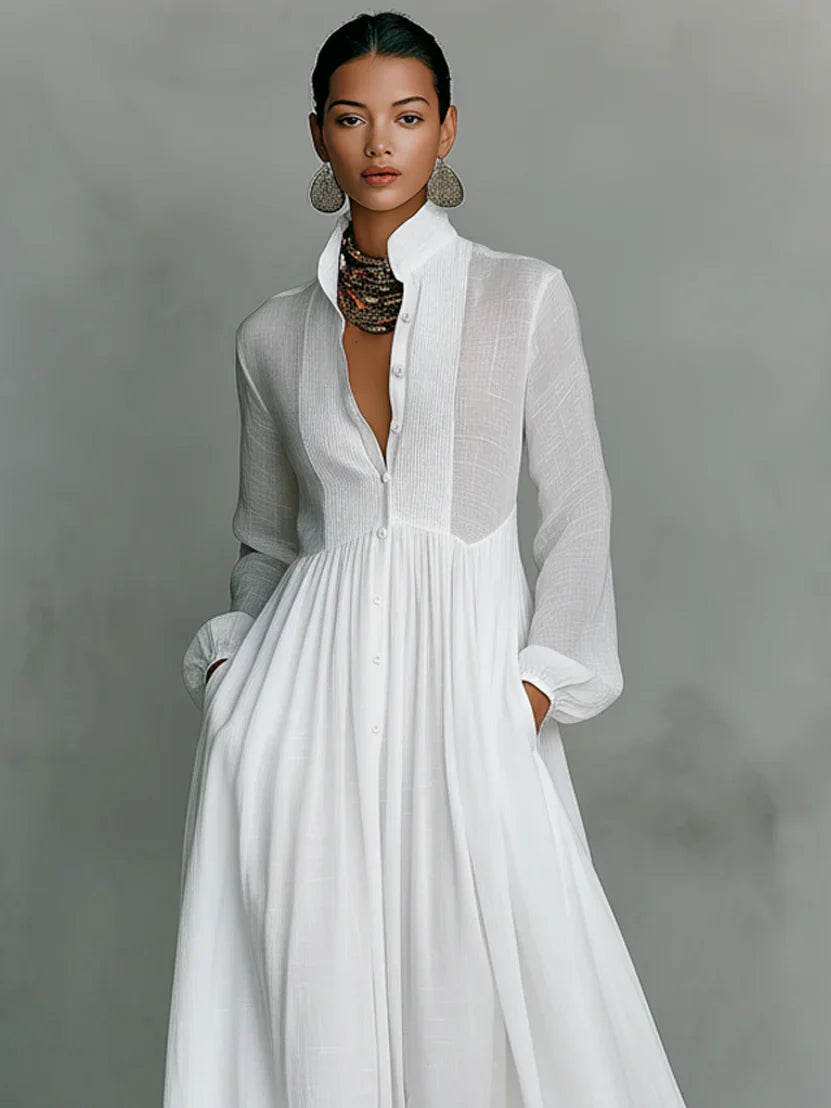 Lena™ | Stylowa Sukienka Maxi Z Guzikami