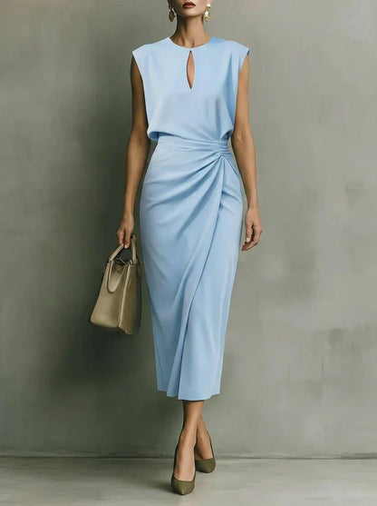 Veya™ | Elegancka Drapowana Sukienka Midi