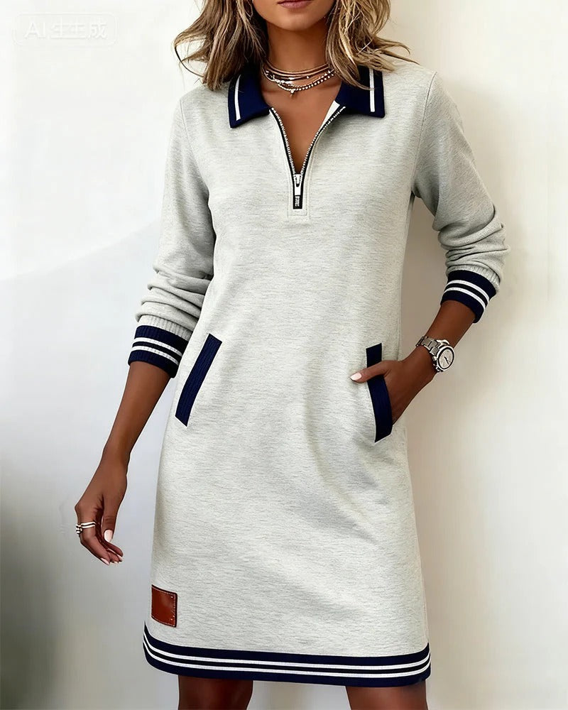 Sylvia™ | Elegancka sukienka z długim rękawem z bawełny