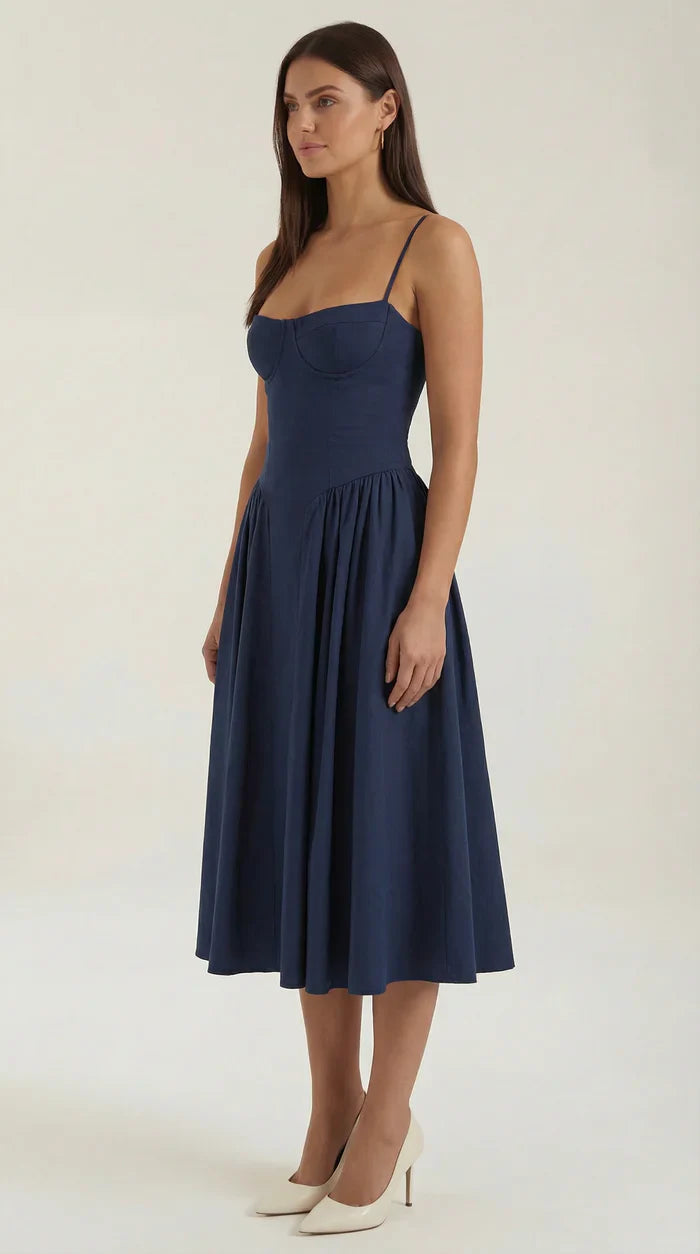 Mila™ | Elegancka Sukienka Midi Na Ramiączkach